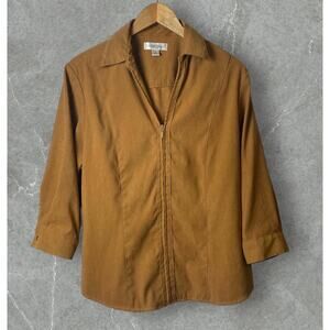 Coldwater Creek Women's Caramel Brown Zip Front Stretch Lightweight Jacket Large